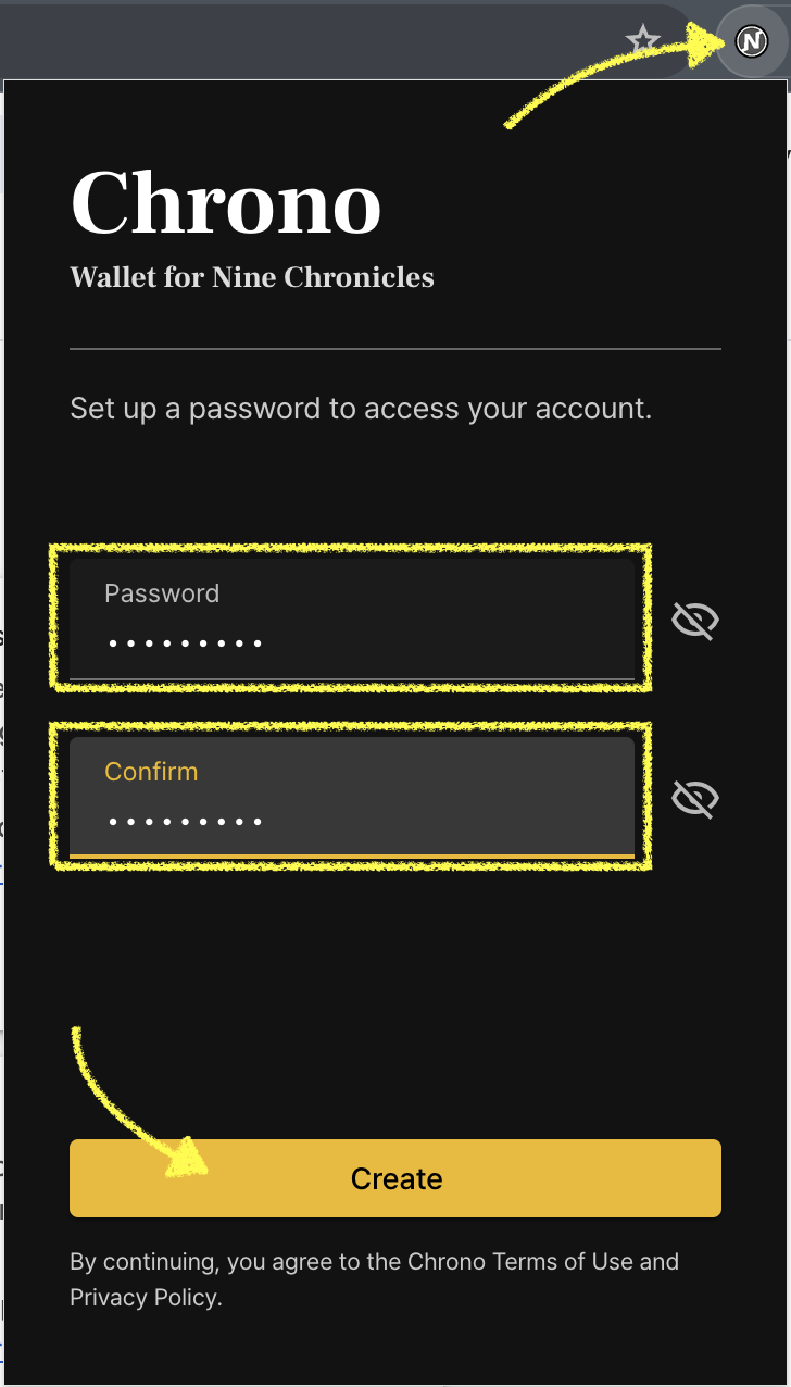 Set password of "Chrono"