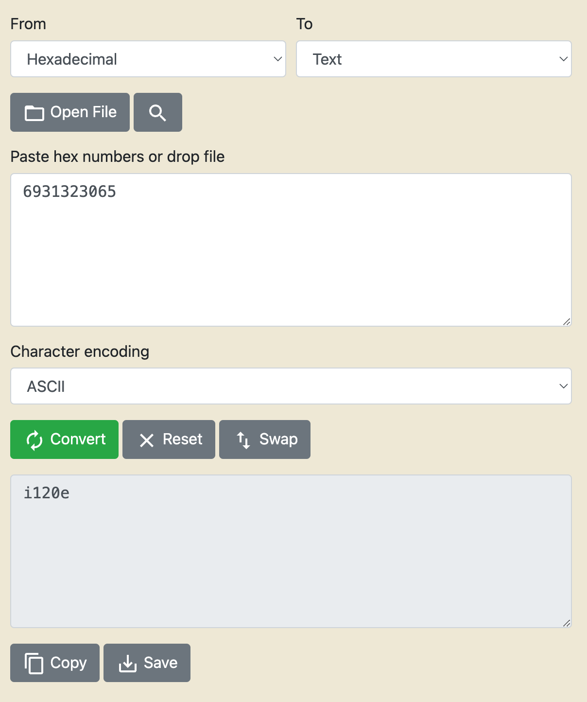 Hex Conversion Example